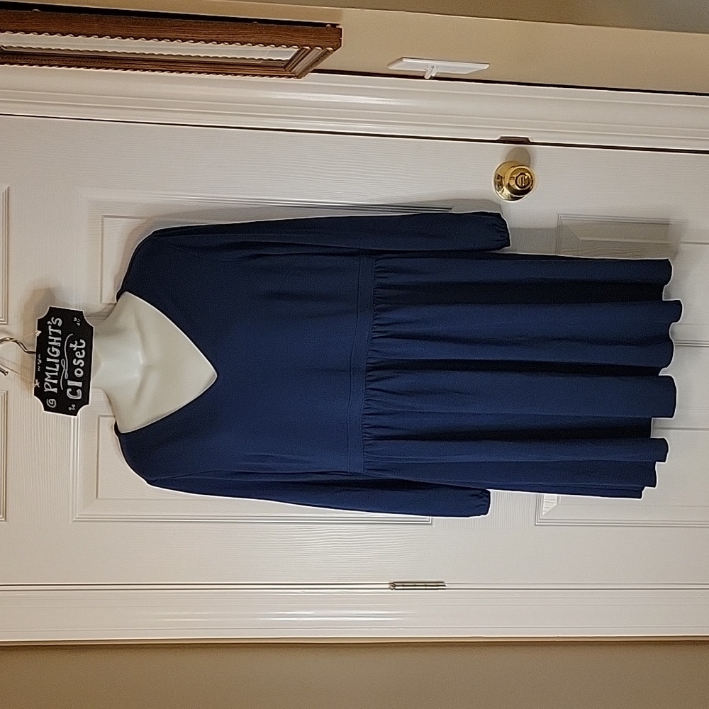 Gap Dress Large Petite Long Sleeve Ocean Peacock Blue